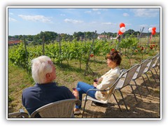 Hier konnte man den Tag mit einem Blick ber den Weinhang genieen.