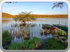 Der Hintersee gegenber der Gaststtte 'Am Seeblick' im Abendlicht.