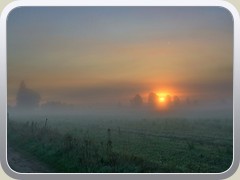 Die Sonne kämpft sich durch den Nebel auf dem Pätzer Plan