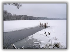 17.1.: Der Todnitzsee ist noch zugefroren, nur an der Grabenmndung ist er offen. 