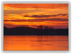 19.1.: Kurz nach Sonnenuntergang am Ptzer Vordersee. Die Wasservgel haben in der Mitte des Sees eine noch eisfreie Stelle gefunden.
